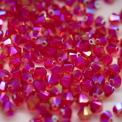 Swarovski 5328 Xilion Bead 4mm Light Siam (227) Shimmer2 Bicone.