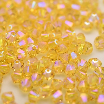 Swarovski 5328 Xilion Bead 4mm Light Topaz (226) Shimmer2 Bicone.