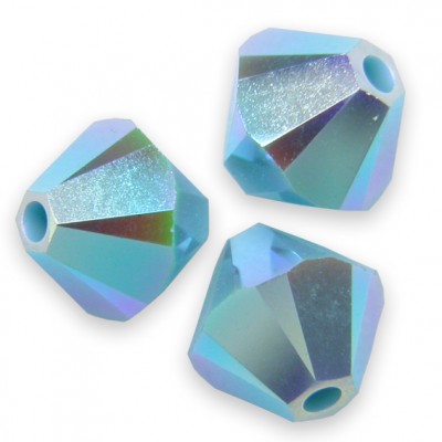Swarovski 5328 Xilion Bead 6mm Turquoise AB2x Bicone