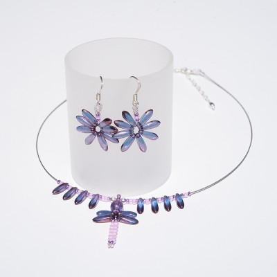 Sweet Lavender  Dragonfly Pendant Seed Bead Colorway
