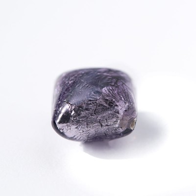 Tanzanite 12x12mm Diamond Cushion Silver Foil Czech Glass Lampwork Bead