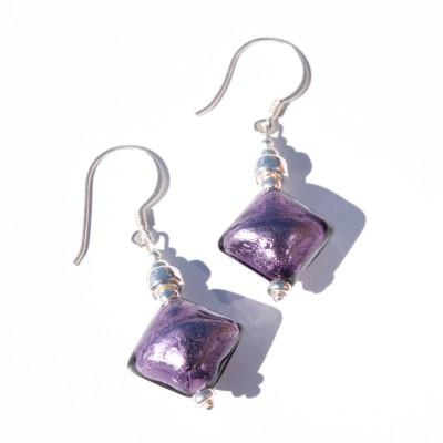 Tanzanite Artisan glass bead Earrings