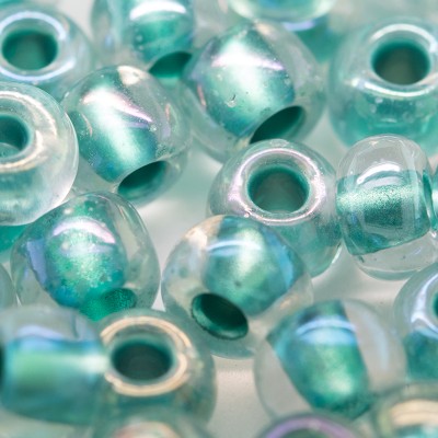 Teal metallic colour lined rainbow coated size 32/0 seed beads - Retail system
