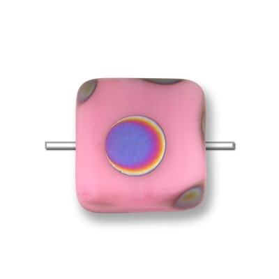 Wild Rose Matt 10x10mm Square pressed glass bead