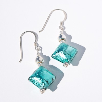 Zircon Artisan Glass Bead Earrings