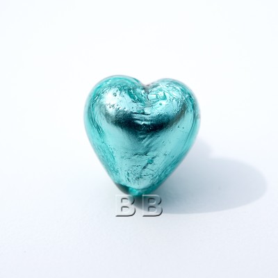 Zircon Heart 12mm Silver Foil Czech glass Lamwork Bead