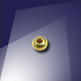 .925 Gold Finish Sterling Silver 3mm Roundel with a 1.3mm Hole
