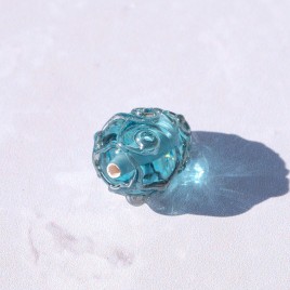 Aqua 12x8mm Spiral Drop Czech Glass Lampwork Bead