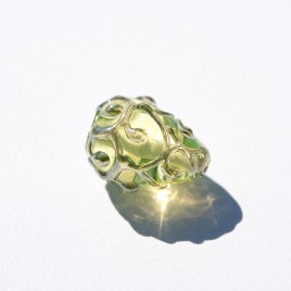 Green/Yellow 12x8mm Spiral Drop Czech Glass Lampwork Bead
