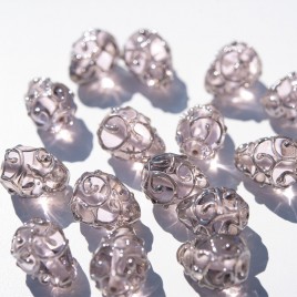 Pale Pink12x8mm Spiral Drop Czech Glass Lampwork Bead