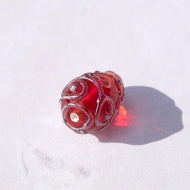 12x8mm Poppy Red Czech Glass Lampwork Bead Drop