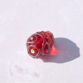 Poppy Red 12x8mm Spiral Drop Czech Glass Lampwork Bead