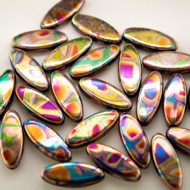 Rainbow Splash metallic 15x6mm metallic oval with a 0.8mm hole