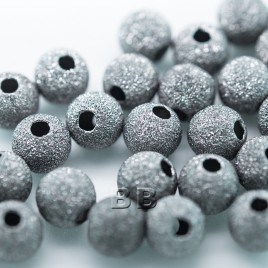 .925 Black Finish Sterling Silver 6mm Stardust Bead with 1.5mm Hole - Retail system