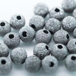 .925 Black Finish Sterling Silver 6mm Stardust Beads with 1.5mm Hole