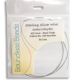 .925 Black Finish Sterling Silver Half Hard Wire 0.4mm Dia