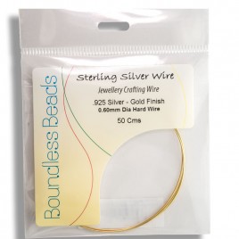 .925 Gold Finish Sterling Silver Hard Wire 0.6mm Dia