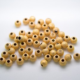 .925 Gold Finish Sterling Silver 4mm Stardust Beads with 1.5mm Hole - Retail system
