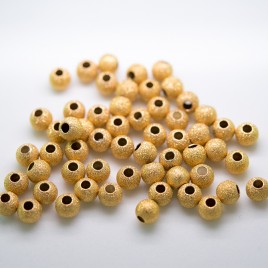 .925 Gold Finish Sterling Silver 4mm Stardust Beads with 1.5mm Hole