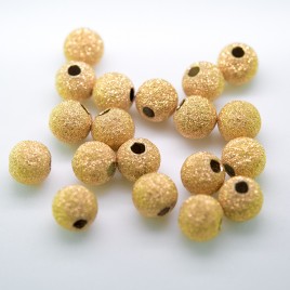 .925 Gold Finish sterling Silver 6mm Stardust Bead with 1.5mm Hole