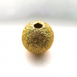 .925 Gold Finish Sterling Silver 8mm Stardust Bead with 2mm Hole