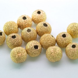 .925 Gold Finish Sterling Silver 8mm Stardust Bead with 2mm Hole