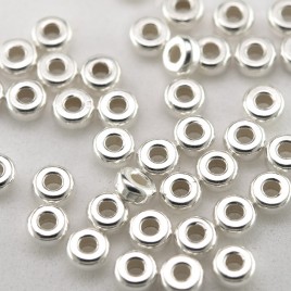 .925 Sterling Silver 3mm Roundel with a 1.5mm Hole