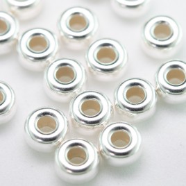 .925 Sterling Silver 5mm Roundel with a 2.2mm Hole