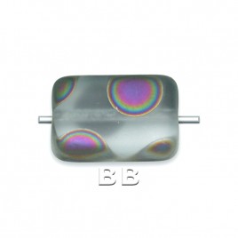 Alexandrite Peacock 12x8mm Rectangular Matt Pressed Czech Glass Bead - Retail system