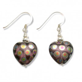 Amethyst Peacock Heart Bead Earrings