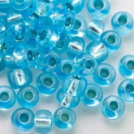 Aqua silver lined size 5/0 seed beads- Retail system