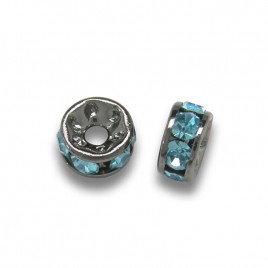 Aquamarine 4.5mm Black Plate Czech Crystal Rhinestone Rondelles