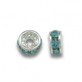 Aquamarine 4.5mm Silver Plate Czech Crystal Rhinestone Rondelle