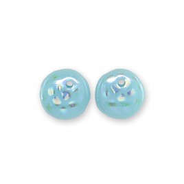 Aquamarine 6mm Peacock glass bead drop