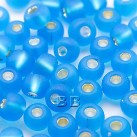 Aquamarine matt silver lined size 5/0 seed beads- Retail system