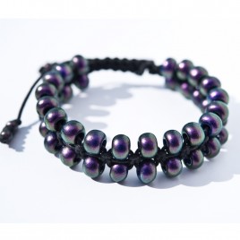 Black Current Iridescent Macramé Bead Bracelet