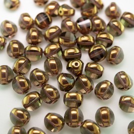 Black Diamond 8mm Tricon Cut, Golden Finished Fire Polished Glass Bead