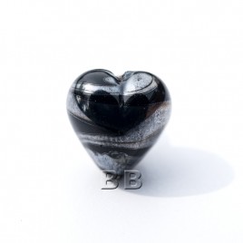 Black Heart 12mm with Hematite effect Czech glass Lampwork Bead
