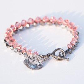 Black Heart patina charm bracelet crystallized with Swarovski®