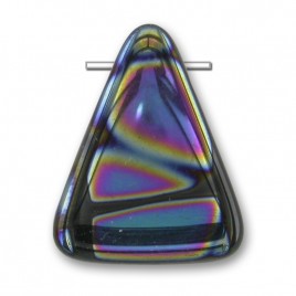 Black Peacock Triangle 15x19mm Pressed Czech Glass Bead
