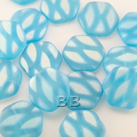 Blue Shimmer Matt Hexagon 17mm Pressed Czech Glass Bead - Retail system