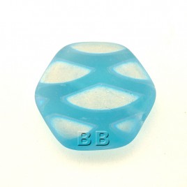 Blue Shimmer Matt Hexagon 17mm Pressed Czech Glass Bead - Retail system