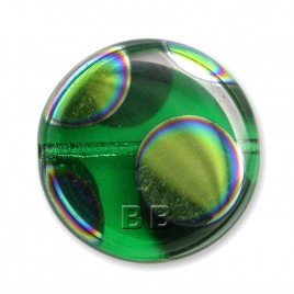 Bright Green Peacock disc 17mm Pressed  Glass Bead - Retail system