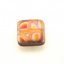 Bronze Flair Peacock Matt 10x10mm Square Czech Glass Bead