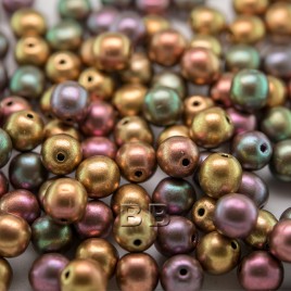 Brushed Mixed Copper metallic 6mm round Czech glass druk beads