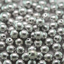 Brushed Silver metallic 6mm round Czech glass druk beads