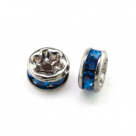Capri Blue 4.5mm Black Plate Czech Crystal Rhinestone Rondelles