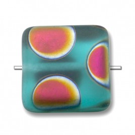 Ceramic Peacock Matt 15x15mm Square Czech Glass bead