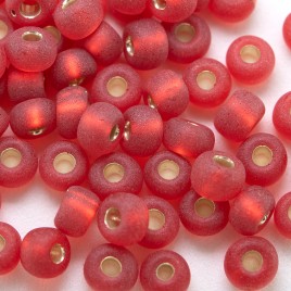 Cherry Red matt silver lined size 5/0 -seed beads- Retail system