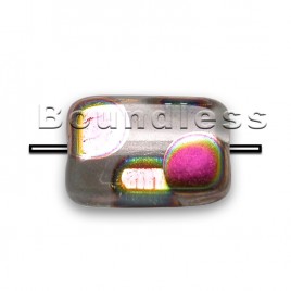 Clear Coppery Peacock Rectangular 12x8mm Pressed Glass Bead